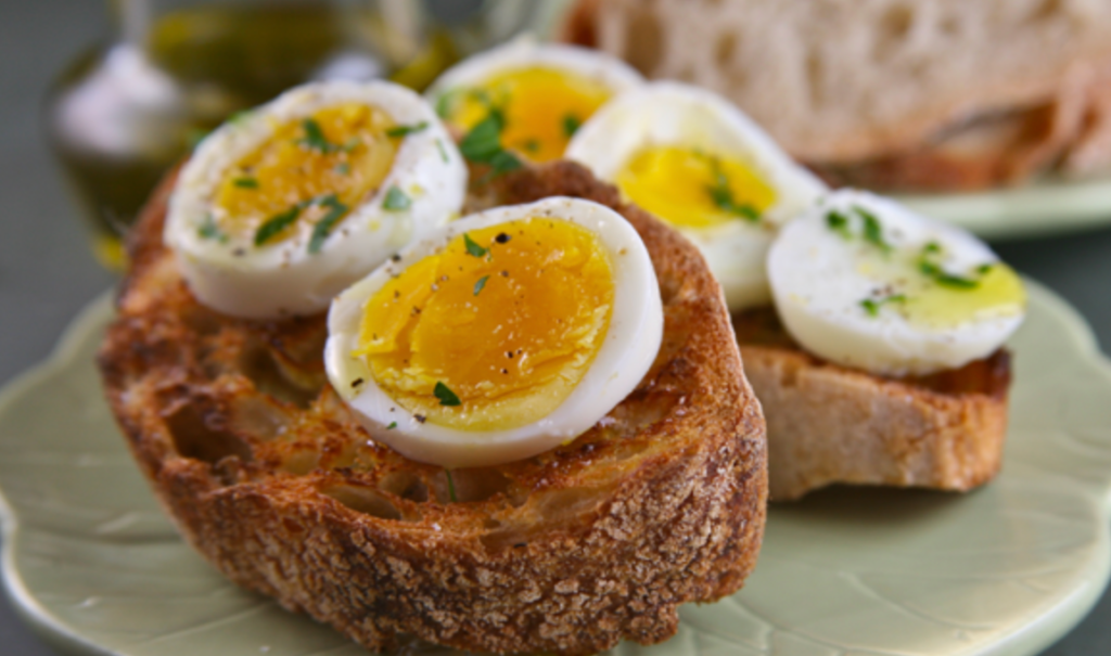 Hard Boiled Eggs with Olive Oil and Toast Recipe