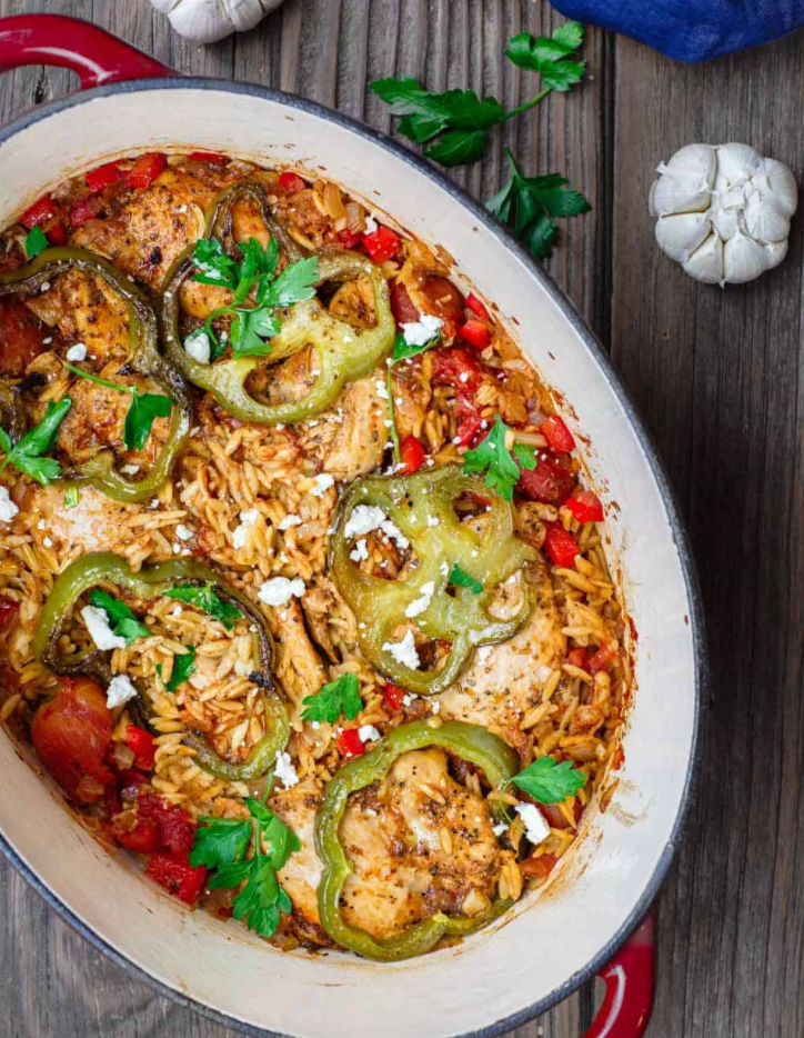 Greek Baked Chicken Orzo